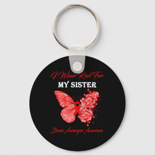 Butterfly Ich trage Rot für meine Schwester Gehirn Schlüsselanhänger