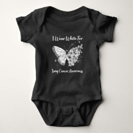 Butterfly Ich trage Weiß für Lungenkrebs-Bewusstse Baby Strampler