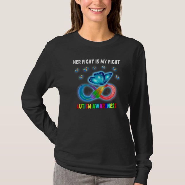 Butterfly ihr Kampf ist mein Kampf Autismus Bewuss T-Shirt (Vorderseite)