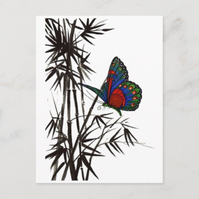 Butterfly in Bamboo Postkarte (Vorderseite)
