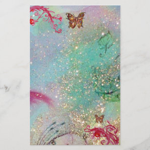 BUTTERFLY IN GLITZERN 2, blau rosa Briefpapier