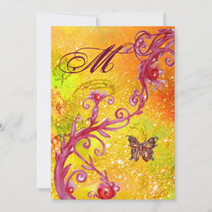 BUTTERFLY IN GLITZERN 2 Elegantes Wedding Monogram Einladung