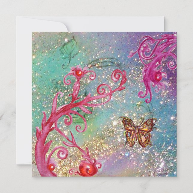 BUTTERFLY IN GLITZERN Elegante Blue Wedding Party Einladung (Vorderseite)