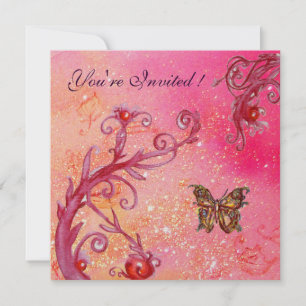 BUTTERFLY IN GLITZERN Elegante Pink Wedding Party Einladung