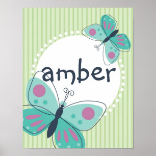 Butterfly Individuelle Name Kid Poster