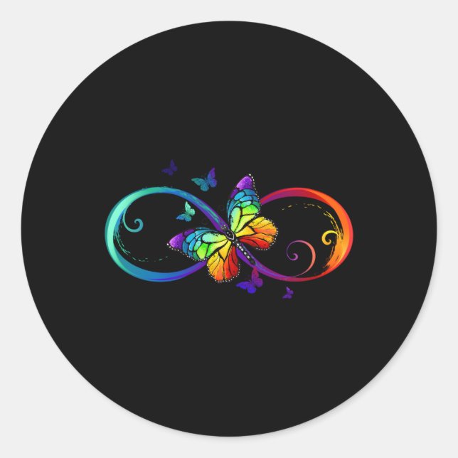 Butterfly Infinity Symbol Autismus Bewusstsein Neu Runder Aufkleber (Vorderseite)