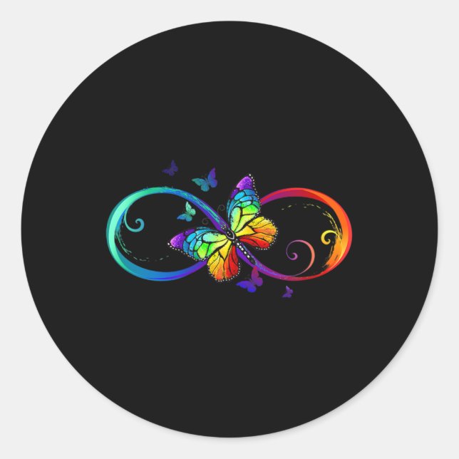 Butterfly Infinity Symbol Kunst Autismus Bewusstse Runder Aufkleber (Vorderseite)