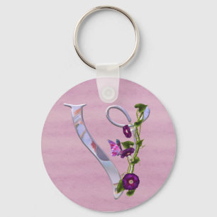 Butterfly Initial V Schlüsselanhänger