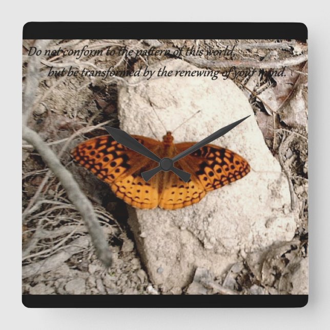 Butterfly inspiration clock quadratische wanduhr (Vorderseite)