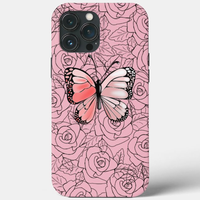 Butterfly iPhone Case mit Rose (Rückseite)