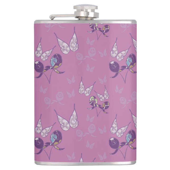 Butterfly Joy Flask (Lila) Flachmann (Vorderseite)