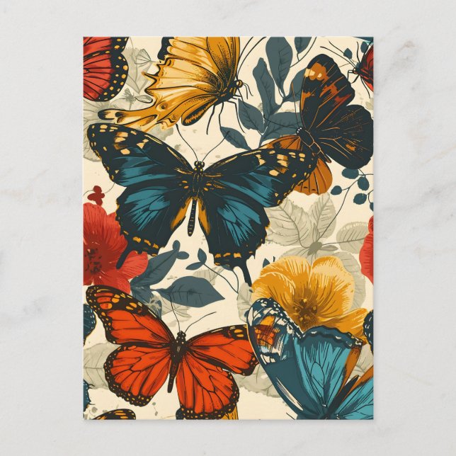Butterfly Kaleidoskop: Vintage Postkarte (Vorderseite)
