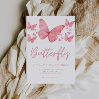 Butterfly Kids 1. Geburtstag Einladung