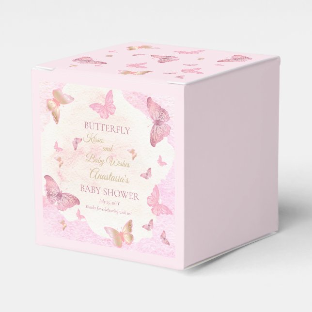 Butterfly Kisses and Baby Wish Girl Baby Shower Geschenkschachtel (Vorderseite)