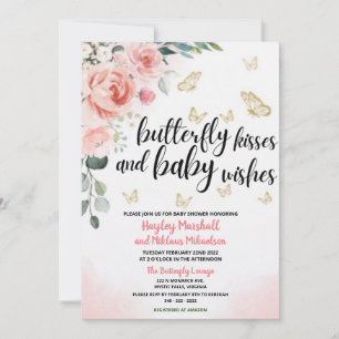 Butterfly Kisses and Baby wünscht Babydusche Einladung