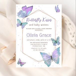 Butterfly Kisses and Baby wünscht Babydusche Einladung