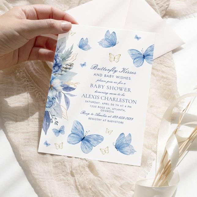 Butterfly Kisses and Baby wünscht Boy Baby Dusche Einladung (Von Creator hochgeladen)