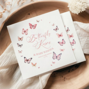 Butterfly Kisses and Baby wünscht Pink Baby Dusche Serviette