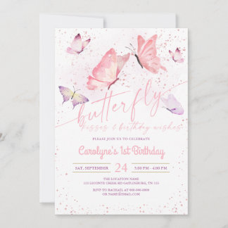Butterfly Kisses and Birthday wünscht Einladung