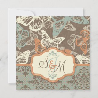 Butterfly Kisses Antique Wedding Einladung Platz