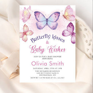 Butterfly Kisses Baby Dusche Einladung