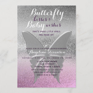 Butterfly Kisses Baby Shower Einladung