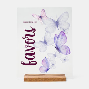 Butterfly Kisses Baby Shower Favoriten Lila Acrylschild