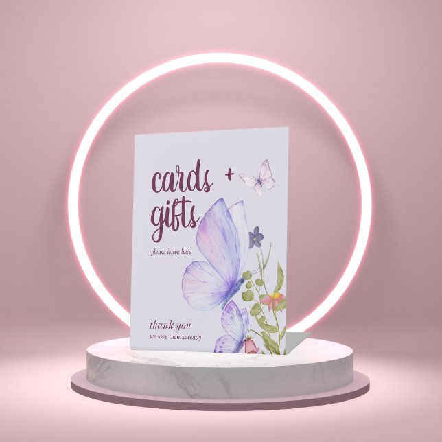 Butterfly Kisses Baby Shower | Karten Geschenke Li Sockelschild (Von Creator hochgeladen)