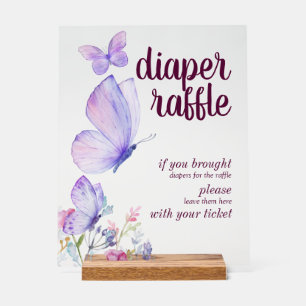 Butterfly Kisses Baby Wish   Windeln Lila Acrylschild