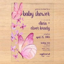 Butterfly Kisses & Baby Wünsche | Babydusche Pink