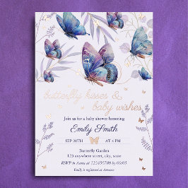 Butterfly Kisses & Baby wünscht Babydusche Folieneinladung