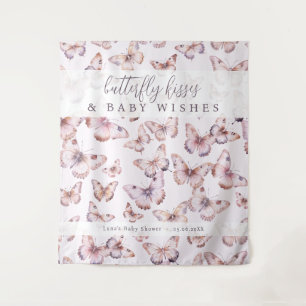 Butterfly Kisses & Baby wünscht Dusche Hintergrund Wandteppich