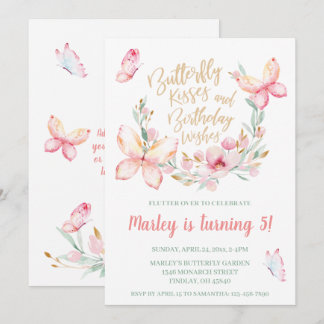 Butterfly Kisses & Birthday Wünsche, jedes zeitlic Einladung