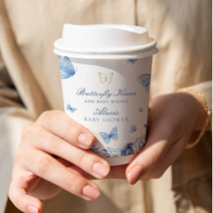 Butterfly Kisses Boy Baby Shower Pappbecher