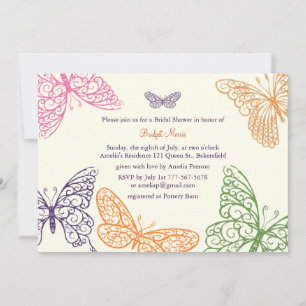 Butterfly Kisses Brautparty Einladung Elfenbein