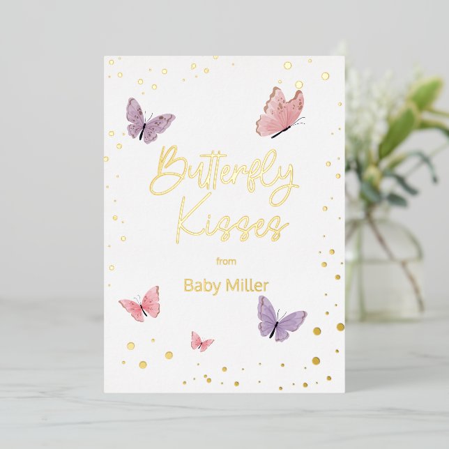 Butterfly Kisses Danke Folieneinladung (Stehend vorne)