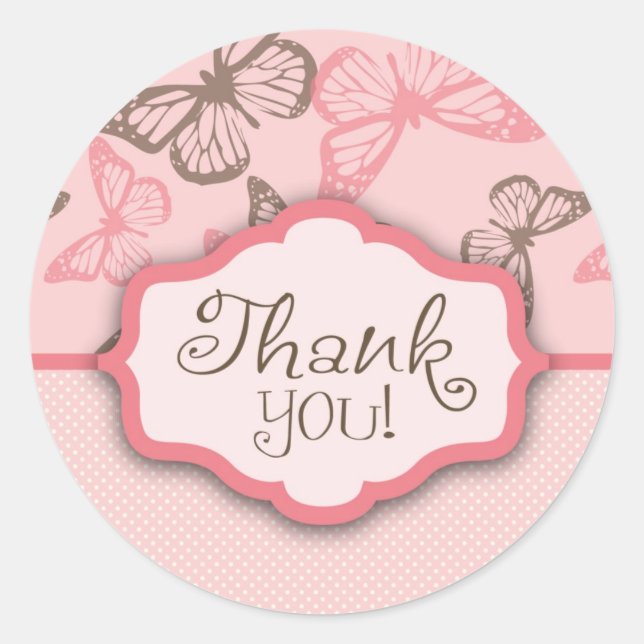 Butterfly Kisses Danke Sticker (Vorderseite)