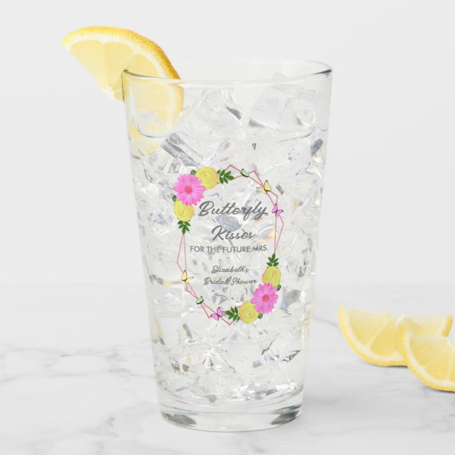 Butterfly Kisses for the Future Mrs. Brautparty Glas (Vorderseite Ice)