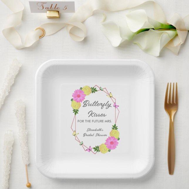 Butterfly Kisses for the Future Mrs. Brautparty Pappteller (Hochzeit)