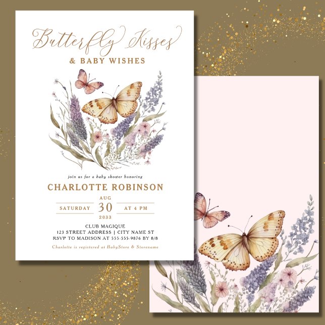Butterfly Kisses Girl Baby Shower Einladung (Von Creator hochgeladen)