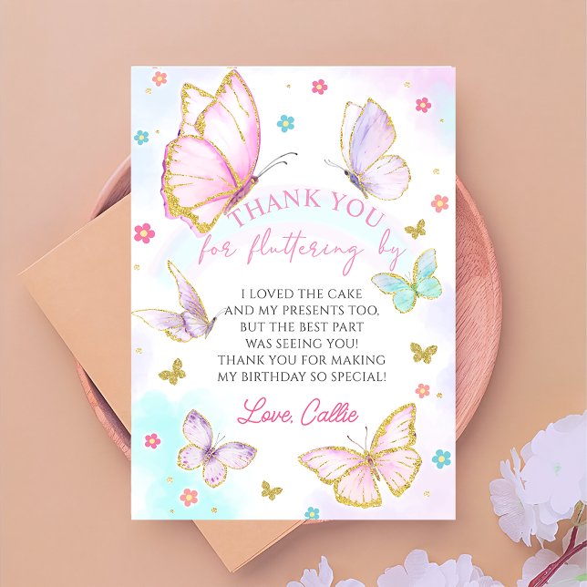 Butterfly kisses Girl Birthday Danke Karte (Von Creator hochgeladen)