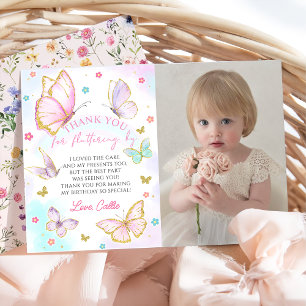 Butterfly kisses Girl Birthday Foto Dankeskarte
