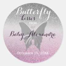 Butterfly Kisses Glitzer Lila Baby Dusche