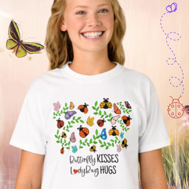 Butterfly Kisses, Ladybug Hugs Kinder T-Shirt (Von Creator hochgeladen)