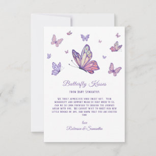 Butterfly Kisses Lila Baby Dusche Dankeskarte