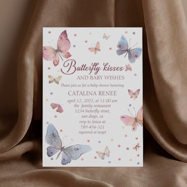 Butterfly Kisses Pastel Baby Shower Einladung (Von Creator hochgeladen)