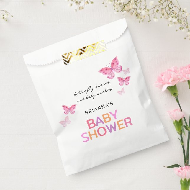 Butterfly Kisses Pink Baby Dusche Geschenktütchen (Versiegelt)