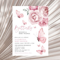 Butterfly Kisses Pink Floral Girl Babydusche