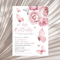 Butterfly Kisses Pink Floral Girl Babydusche