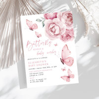 Butterfly Kisses Pink Floral Girl Babydusche